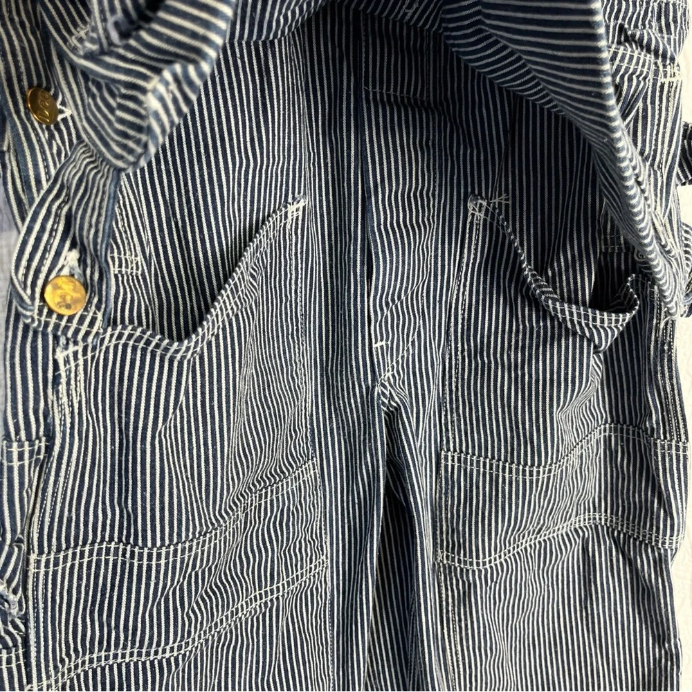Vintage Lee Hickory Stripe Overalls 30x30 Carpenter Sanforized Union Made USA